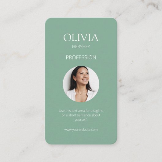 Sozialer QR-Kodex für grünes Foto Visitenkarte (Vorderseite)