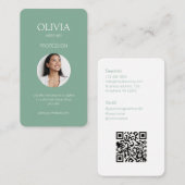Sozialer QR-Kodex für grünes Foto Visitenkarte (Vorne/Hinten)