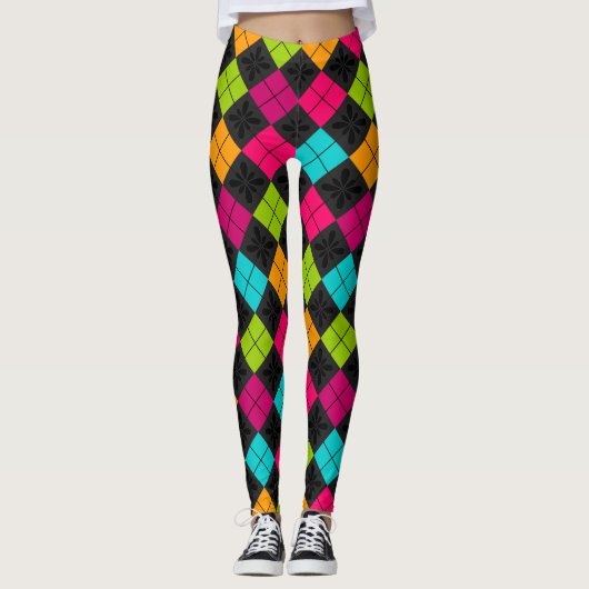 Soziales farbiges Raute-Muster Leggings (Vorderseite)