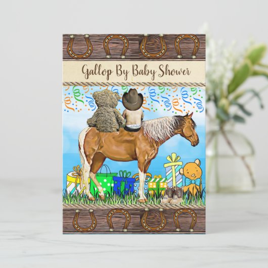 Soziales Fernfahrwerk mit oder per Post in Babydus Einladung (Stehend Vorderseite)