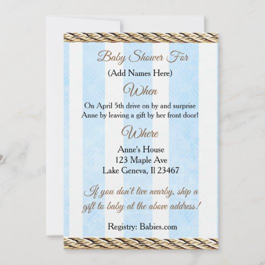 Soziales Fernfahrwerk mit oder per Post in Babydus Einladung (Rückseite)