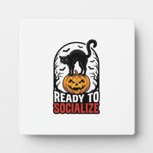 Soziales Halloween-Katz-gruselig-Party-Humor-Desig Fotoplatte
