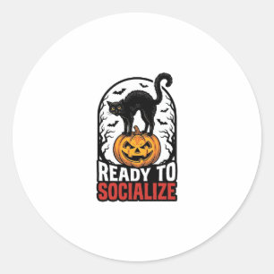 Soziales Halloween-Katz-gruselig-Party-Humor-Desig Runder Aufkleber