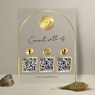 Soziales Medien Goldener Bogen Logo QR Code Transp Acrylschild