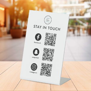 Soziales-Medien-QR-Code-Geschäftspodiumsschild Sockelschild