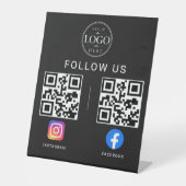 Soziales-Medien-QR-Code-Tischdisplay Sockelschild (Vorderseite)