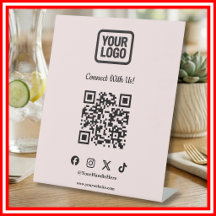Soziales-Medien-Tisch-Schild | Instagram Pink QR-C