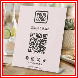 Soziales-Medien-Tisch-Schild | Instagram Pink QR-C Sockelschild