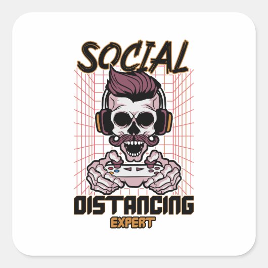 Soziales und professionelles Spieldesign Quadratischer Aufkleber (Vorderseite)