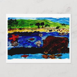 Soziales Wasserloch mit Bärenpostkarte Postkarte