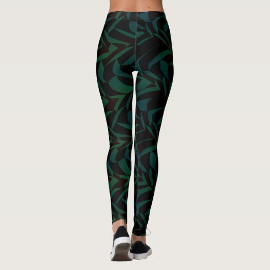 Soziales Wildes tropisches Leaf-Muster Leggings (Rückseite)