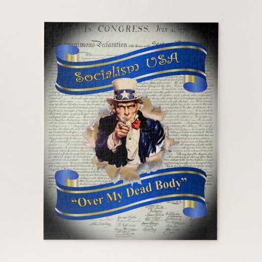 Sozialismus USA ~ "Over My Dead Body" ~ Onkel Sam Puzzle (Vertikal)