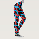 Sozialit Entwine Waves Red Blue Pattern Leggings (Rechts)