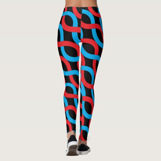 Sozialit Entwine Waves Red Blue Pattern Leggings (Rückseite)