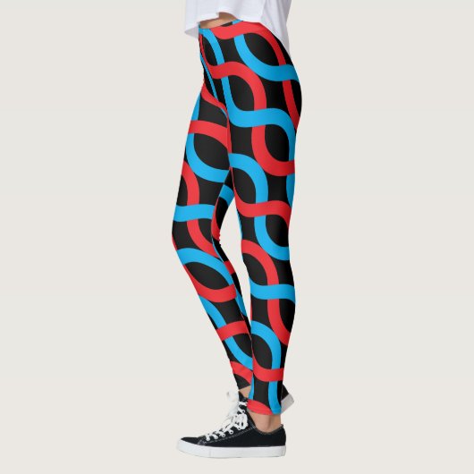 Sozialit Entwine Waves Red Blue Pattern Leggings (Links)