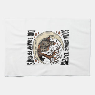 Sozialkunde-Lehrer-Shirt Spooky Brainy Frights Geschirrtuch