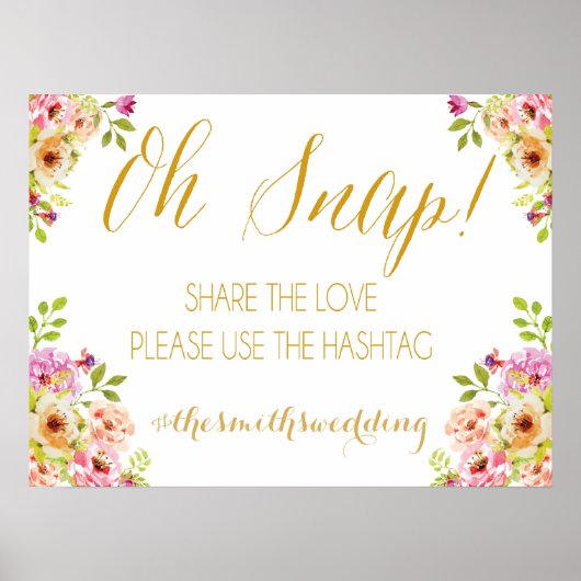 Sozialmedienzeichen | Romantische Blüten | Gold Poster (Vorne)