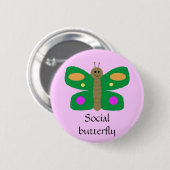 Sozialschmetterlings-Button Button (Vorne & Hinten)