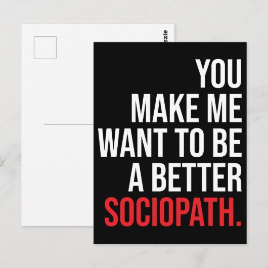 Soziopath, Spaß Postkarte (Vorne/Hinten)