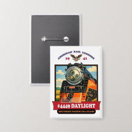 SP GS-4 Daylight 4449 Steam Locomotive Retro Print Button