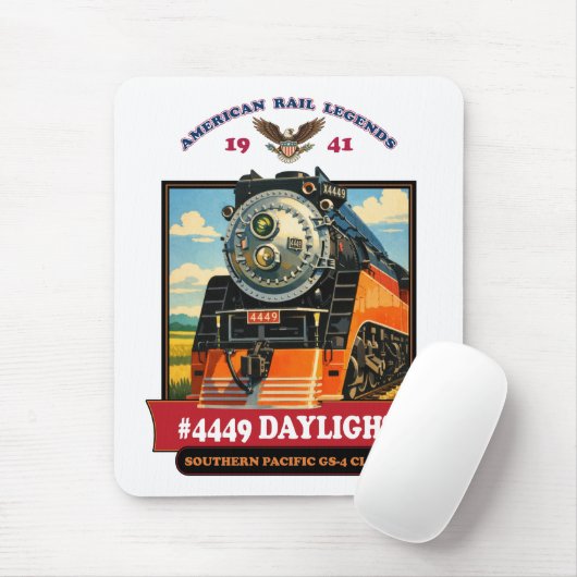 SP GS-4 Daylight 4449 Steam Locomotive Retro Print Mousepad (Mit Mouse)