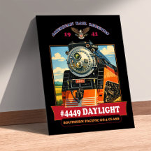 SP GS-4 Daylight Steam Locomotive Vintage Poster