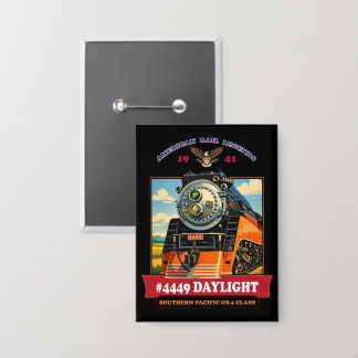 SP GS-4 Daylight Steam Locomotive Vintage Poster Button