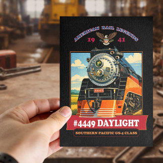 SP GS-4 Daylight Steam Locomotive Vintage Poster Postkarte