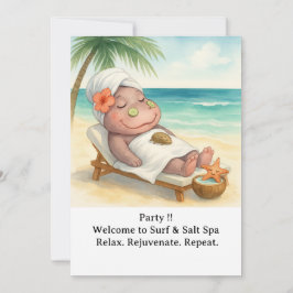 Spa am Strand mit Nilpferd Einladung