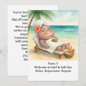 Spa am Strand mit Nilpferd Einladung (Vorne/Hinten)