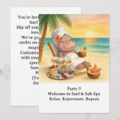 Spa am Strand mit Nilpferd-Einladung Einladung (Vorne/Hinten)