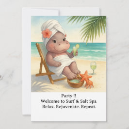 Spa am Strand mit Nilpferd-Einladung Einladung
