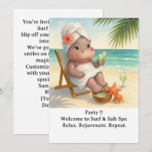 Spa am Strand mit Nilpferd-Einladung Einladung (Vorne/Hinten)