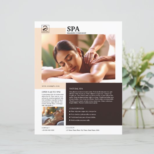 Spa and Beauty Care Service Flyer Template (Stehend Vorderseite)