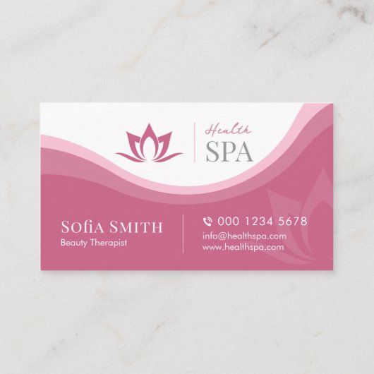 Spa, Beauty Therapist, Body Massage Spa Visitenkarte (Rückseite)