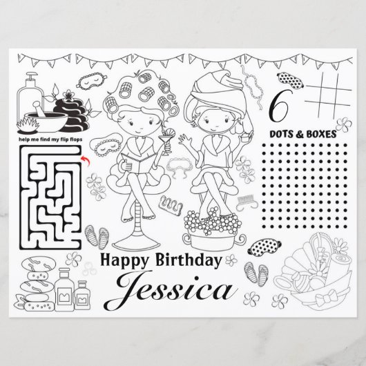 Spa birthday party activity coloring games (Vorderseite)