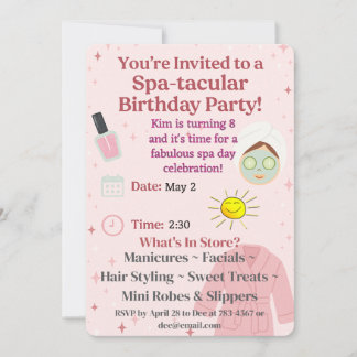 Spa Birthday Party Invitation Template Einladung