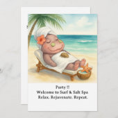 Spa by the beach with Hippo Einladung (Vorne/Hinten)
