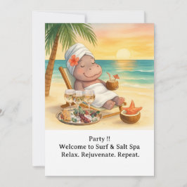 Spa by the beach with Hippo Invitation Einladung