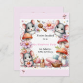 Spa Cute Mouse Sleepover Party Invitation Einladung (Vorne/Hinten)