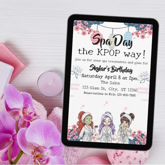 Spa Day the KPOP Way birthday Einladung