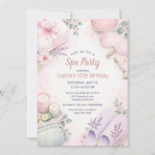 Spa-Geburtstagsfeier Watercolor Pink Mint Einladung