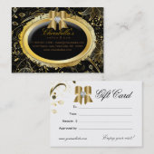 Spa Gift Card Spa Elegant Gold Floral Black Bow Rabattkarte (Vorne/Hinten)