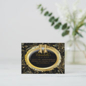 Spa Gift Card Spa Elegant Gold Floral Black Bow Rabattkarte (Stehend Vorderseite)