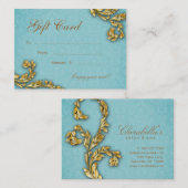 Spa Gift Card Spa Elegant Gold Leaf Blue Rabattkarte (Vorne/Hinten)