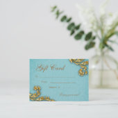 Spa Gift Card Spa Elegant Gold Leaf Blue Rabattkarte (Stehend Vorderseite)