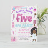 SPA, girl 5th birthday party invite, 5 year old. Einladung (Stehend Vorderseite)