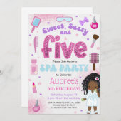 SPA, girl 5th birthday party invite, 5 year old. Einladung (Vorne/Hinten)