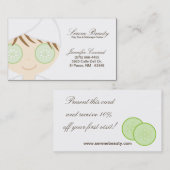 Spa Girl Cucumber Spa Hot Stones Business Card Visitenkarte (Vorne/Hinten)