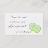 Spa Girl Cucumber Spa Hot Stones Business Card Visitenkarte (Rückseite)